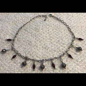 Rich Red Garnet & Bali Silver Dangle Necklace